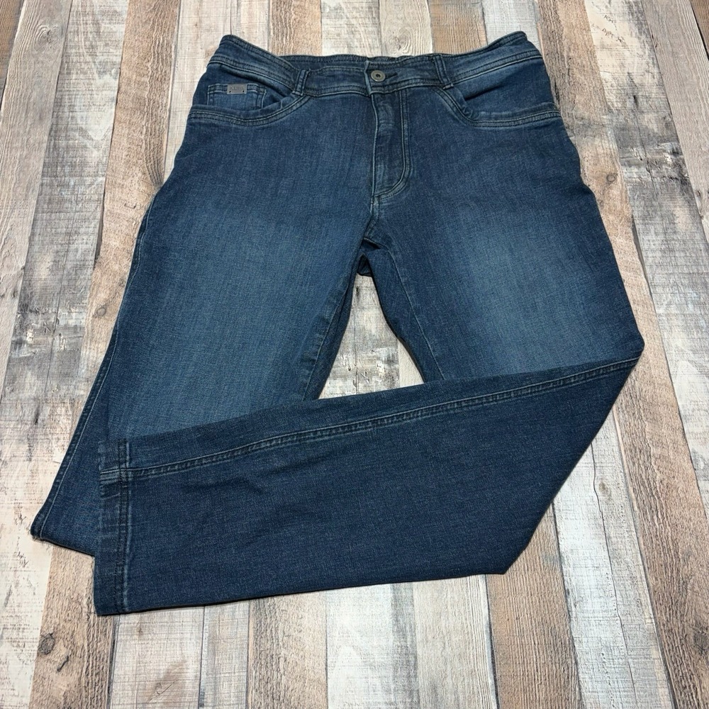 KUHL Men's 35x34 Blue Stretch Jeans Tapered Utility‎ Hiking Outdoor Dark Wash